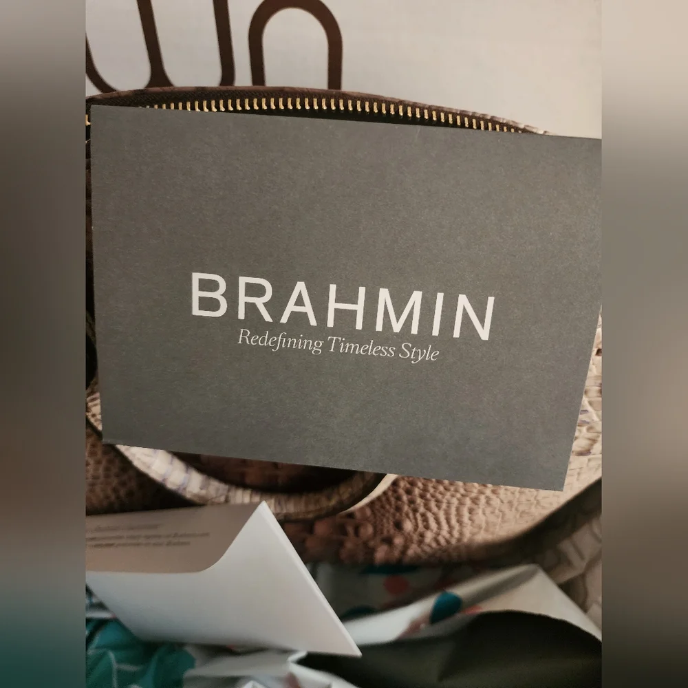 BRAHMIN, rare color Amaretto Melbourne Leather Large Duxbury satchel - Picture 10 of 12